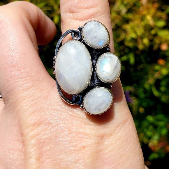 New Rainbow Moonstone 925 Silver Ring. - Picture 6 of 8